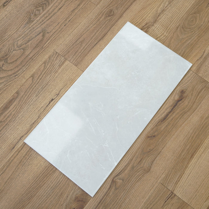 12x24-inch Ceramic Tiles in Glossy White - 15.54 sq. ft. (8 pcs)