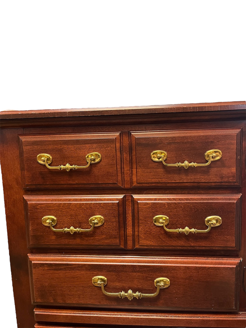 Mahogany Finish Dresser With Brass Hardware
