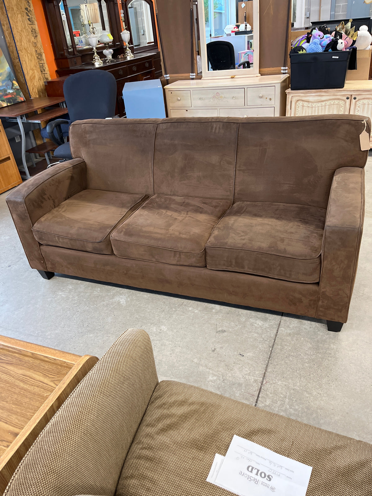 79"W 3-Seat Brown Microfiber Sofa