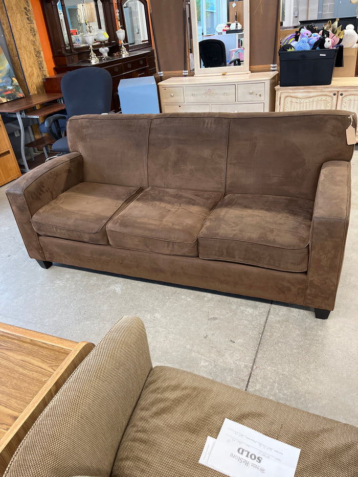 79"W 3-Seat Brown Microfiber Sofa