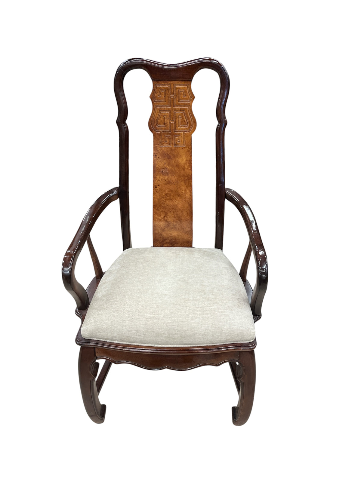 Burl Wood Dining Set with 6 Chairs