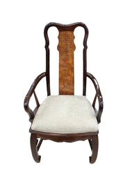 Burl Wood Dining Set with 6 Chairs