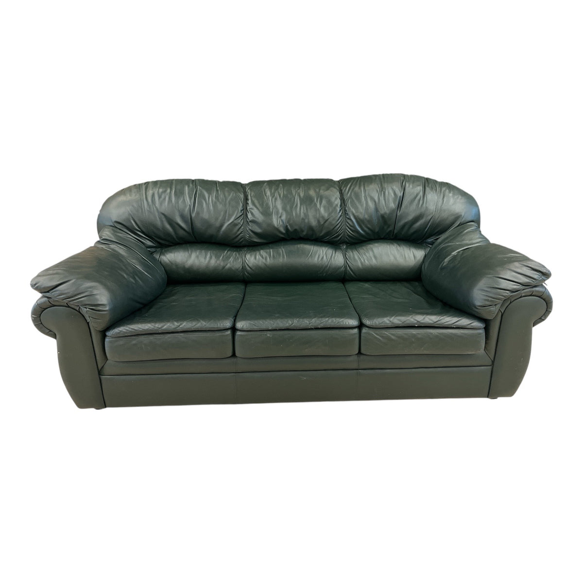 Dark Green Leather Sofa