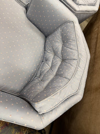 Light Blue Polka Dot Tufted Accent Chair