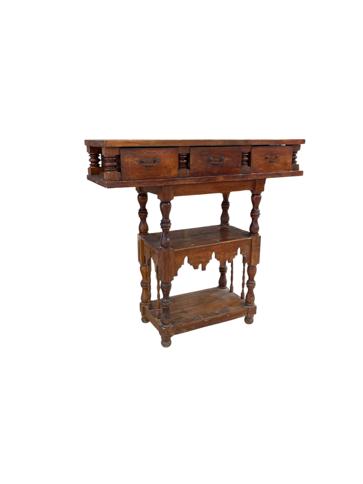 Antique 3 Tiered Tall Console Table