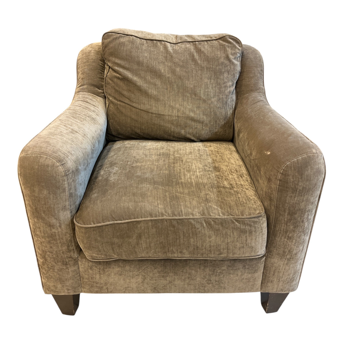 Taupe Upholstered Armchair w/ Plush Cushion