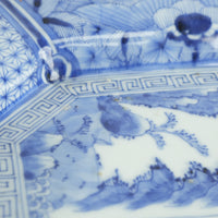 14-inch Antique Japanese Porcelain Blue and White Octagonal Plate