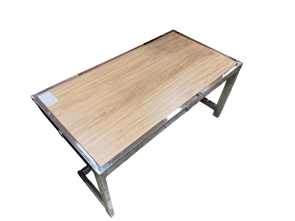 Modern Styled Light Wood Top Stainless Steel Coffee Table