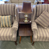 2-Tier Side Table with Tapered Legs and Raised Upper Shelf