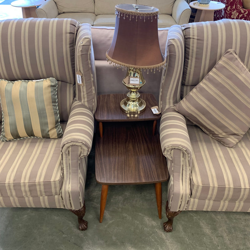 2-Tier Side Table with Tapered Legs and Raised Upper Shelf