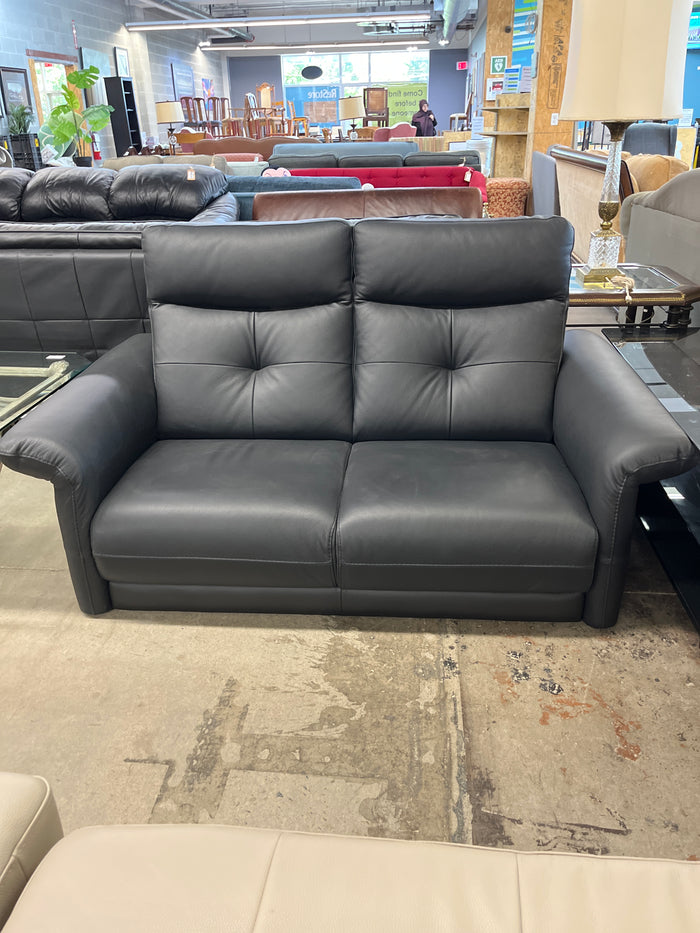 63 inch Black Leather Loveseat Sofa*