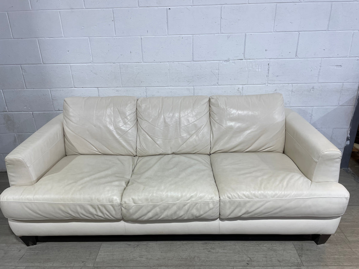 Ivory Leather Sofa