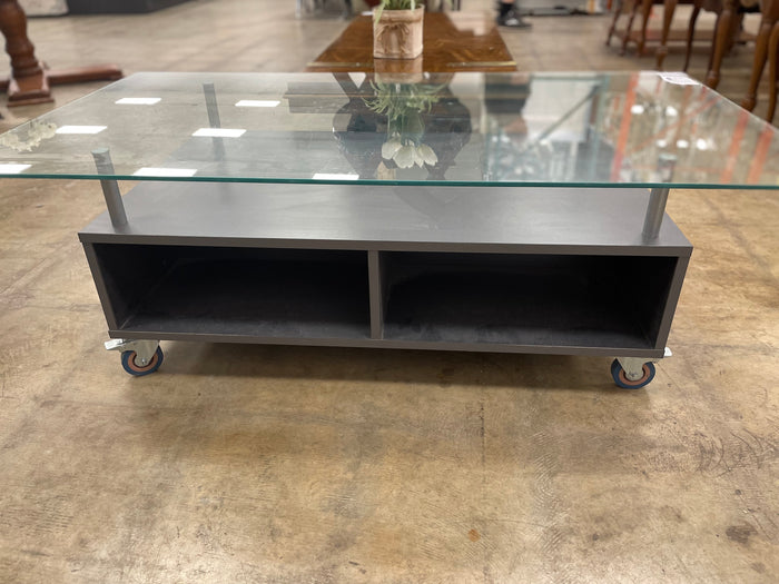 Rolling Coffee Table With Glass Top