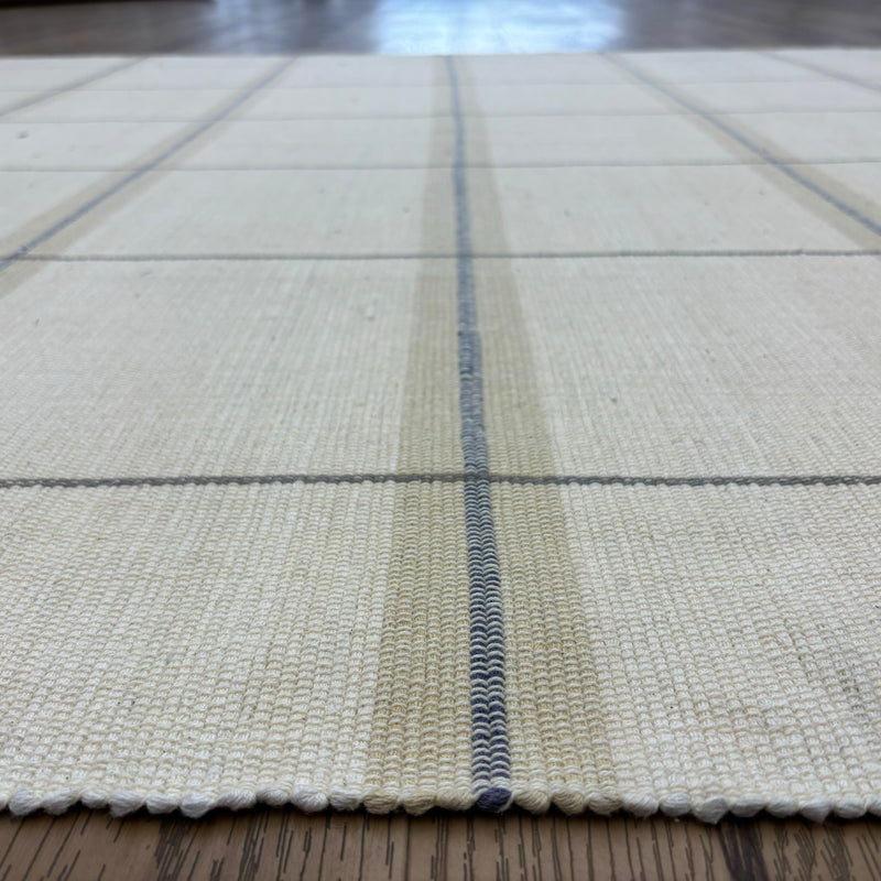 6×8-ft Beige Grid Rug – Handwoven Cotton Flatweave, 284