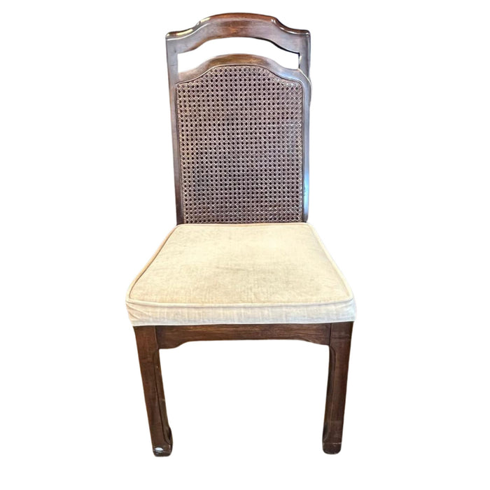 38-Inch H Brown Wooden Dining Chair with Beige Cushion