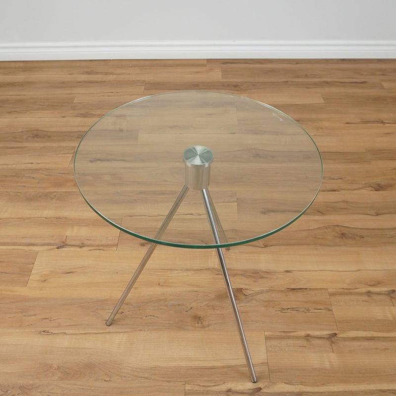 Triplet 20-inch Round Glass Top Coffee Table w/ Chrome Legs