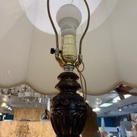 15-inch W MCM Table Lamp in Brass w/ White Shade