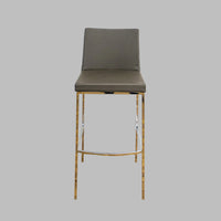 15.75-Inch W Gray Upholstered Chrome Bar Stool with Footrest