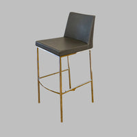 15.75-Inch W Gray Upholstered Chrome Bar Stool with Footrest