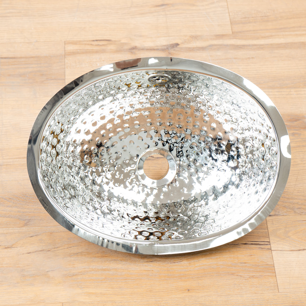 15 1/4-inch Hammered Stainless Steel Oval Bathroom Sink