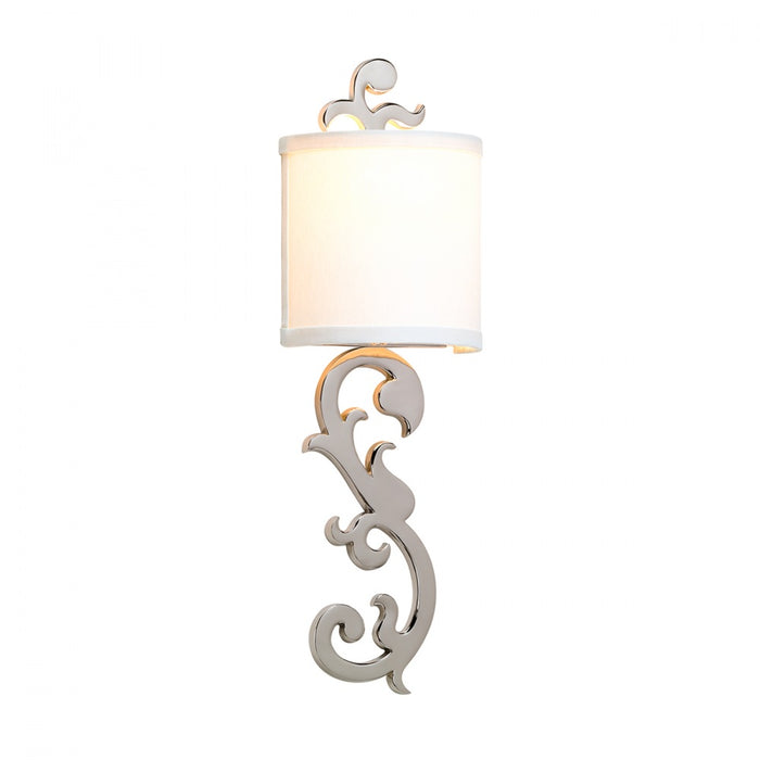 Romeo 1-Light Curly Chrome Sconce with Fabric Shade