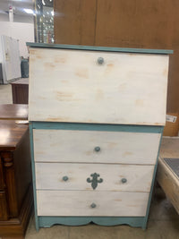 White And Blue Secretary Desk