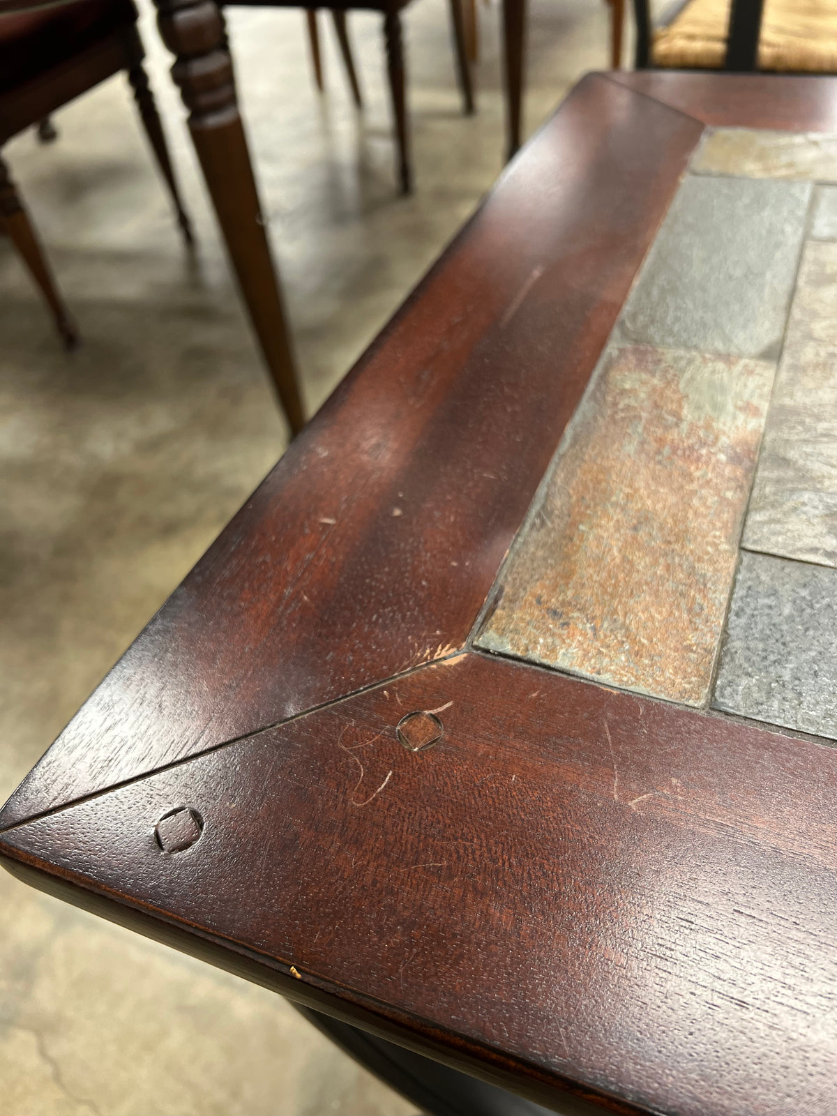 Reddish Brown and Tile Coffee Table