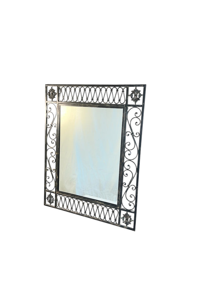 Wrought Iron Wall Mirror With Scroll Detailing