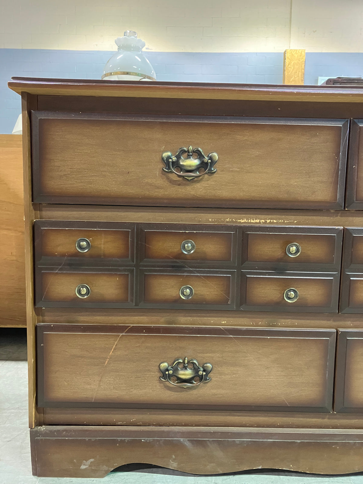 Six Drawer Dresser with Brass Colour Hardware