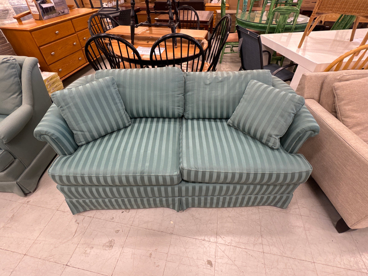 Vintage Green-Striped Loveseat