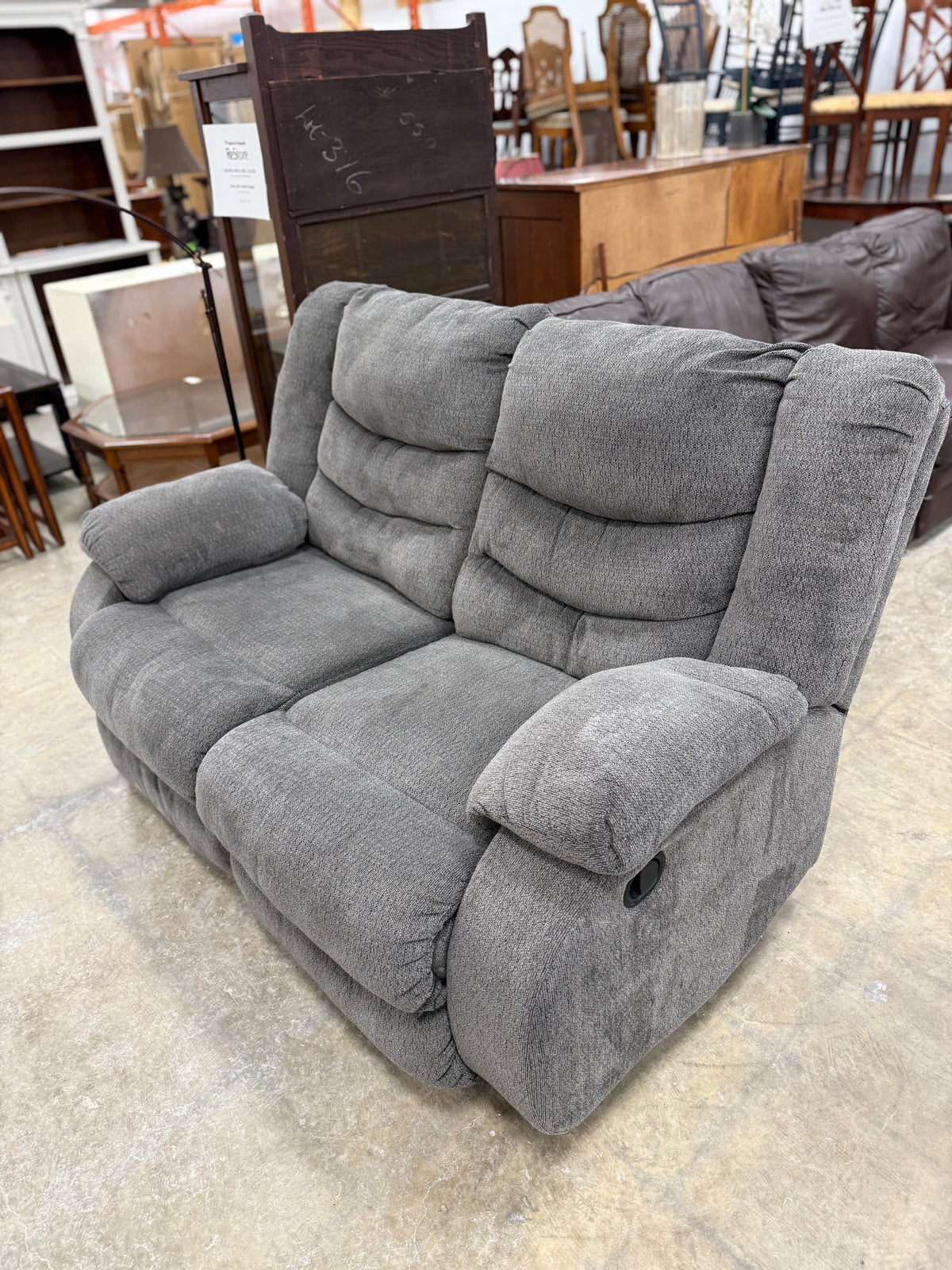 Dark Grey 2-Seater Reclining Loveseat