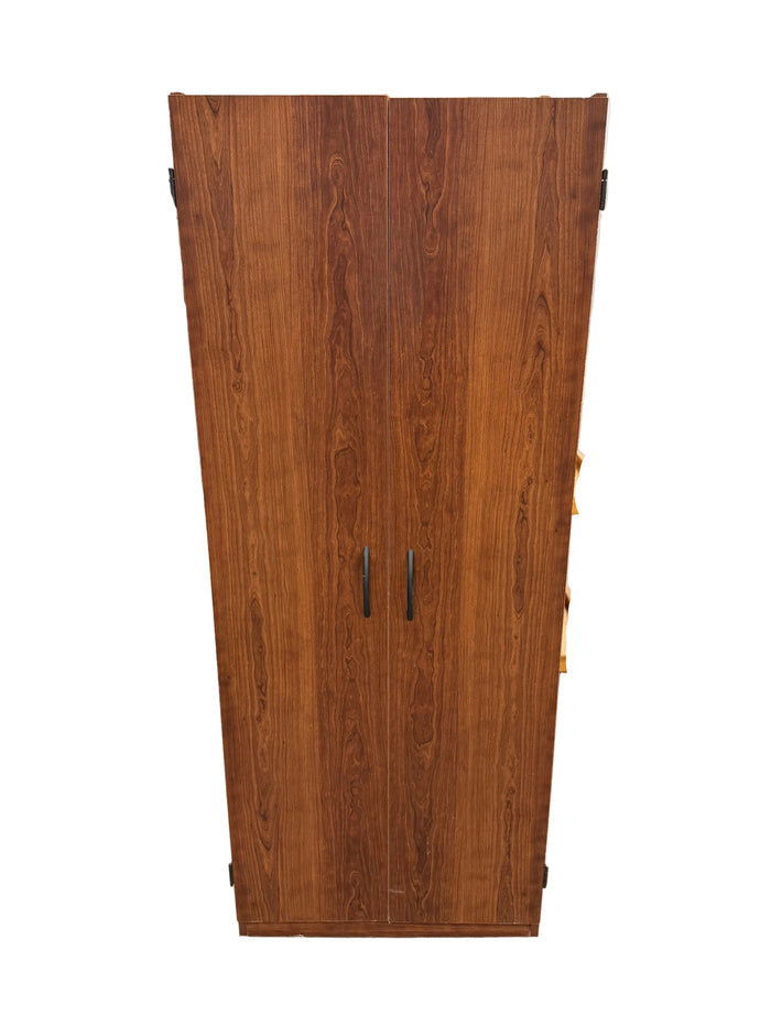 Small Reddish Wood Two Door Wooden Wardrobe Storage