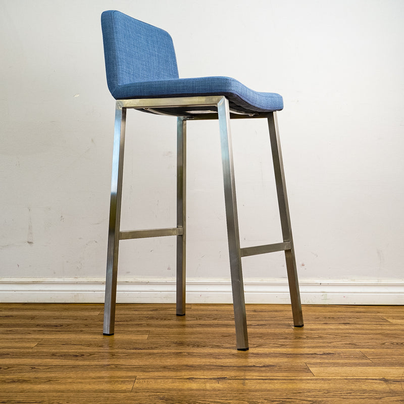 Corey 16-Inch W Blue Upholstered Counter Stool with Footrest