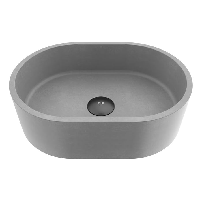 Giralda 16-inch Concreto Stone Oval Vessel Bathroom Sink in Gray