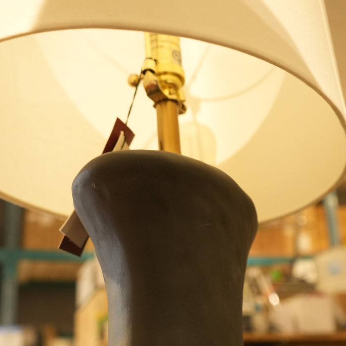 16-inch W Ceramic Table Lamp in Black w/ White Shade