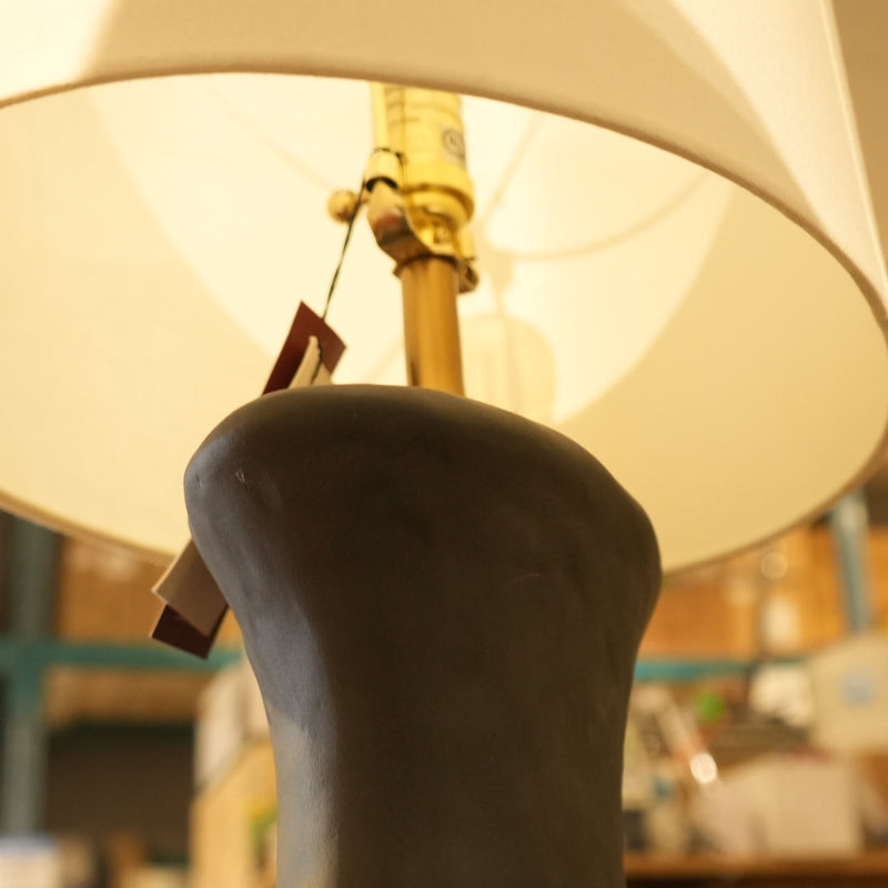 16-inch W Ceramic Table Lamp in Black w/ White Shade