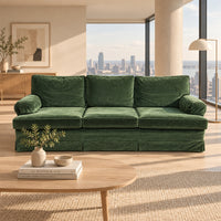 82-Inch Velvet Green 3-Seater Sofa