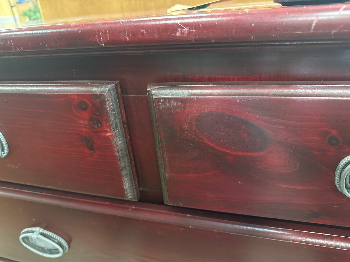 Burgundy Tall Boy With 7 Drawer