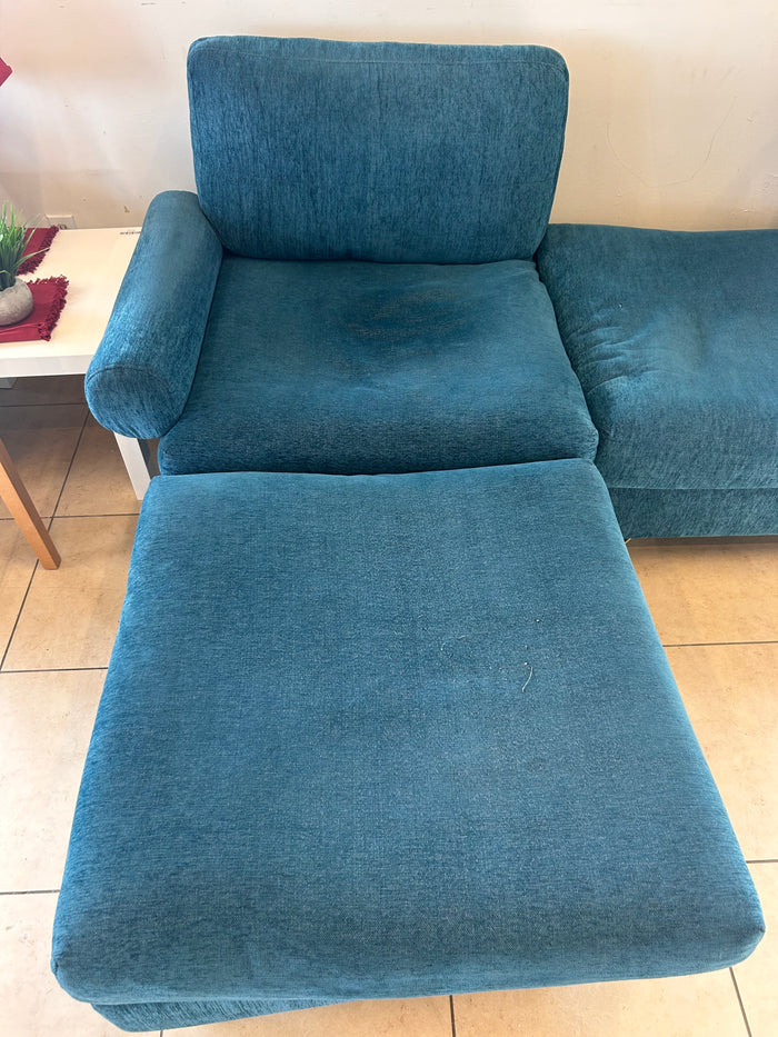 Turquoise Modular Loveseat With two Ottomans