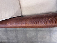 Wicker-Frame Chair with Beige Cushions
