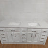 White Double Vanity with Stone Top & Sinks