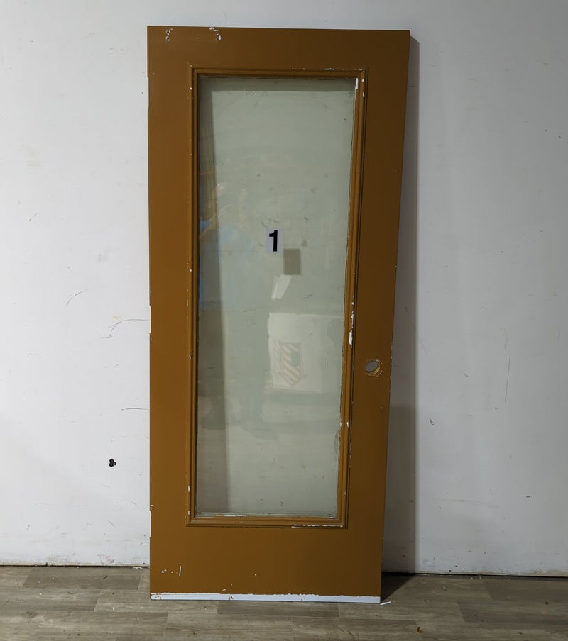 34.75" x 83"" Brown Door w/ Glass Insert