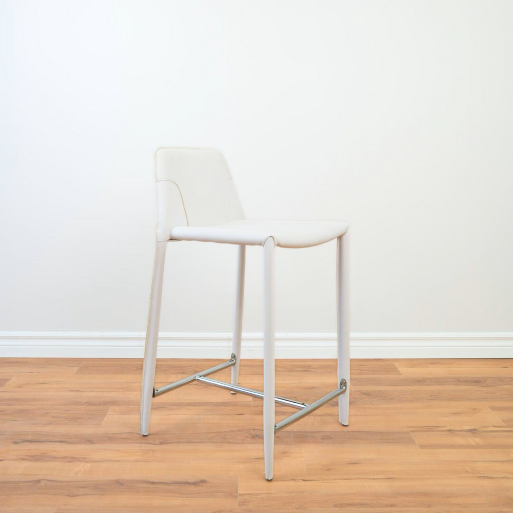 White Faux Leather Bar Stool