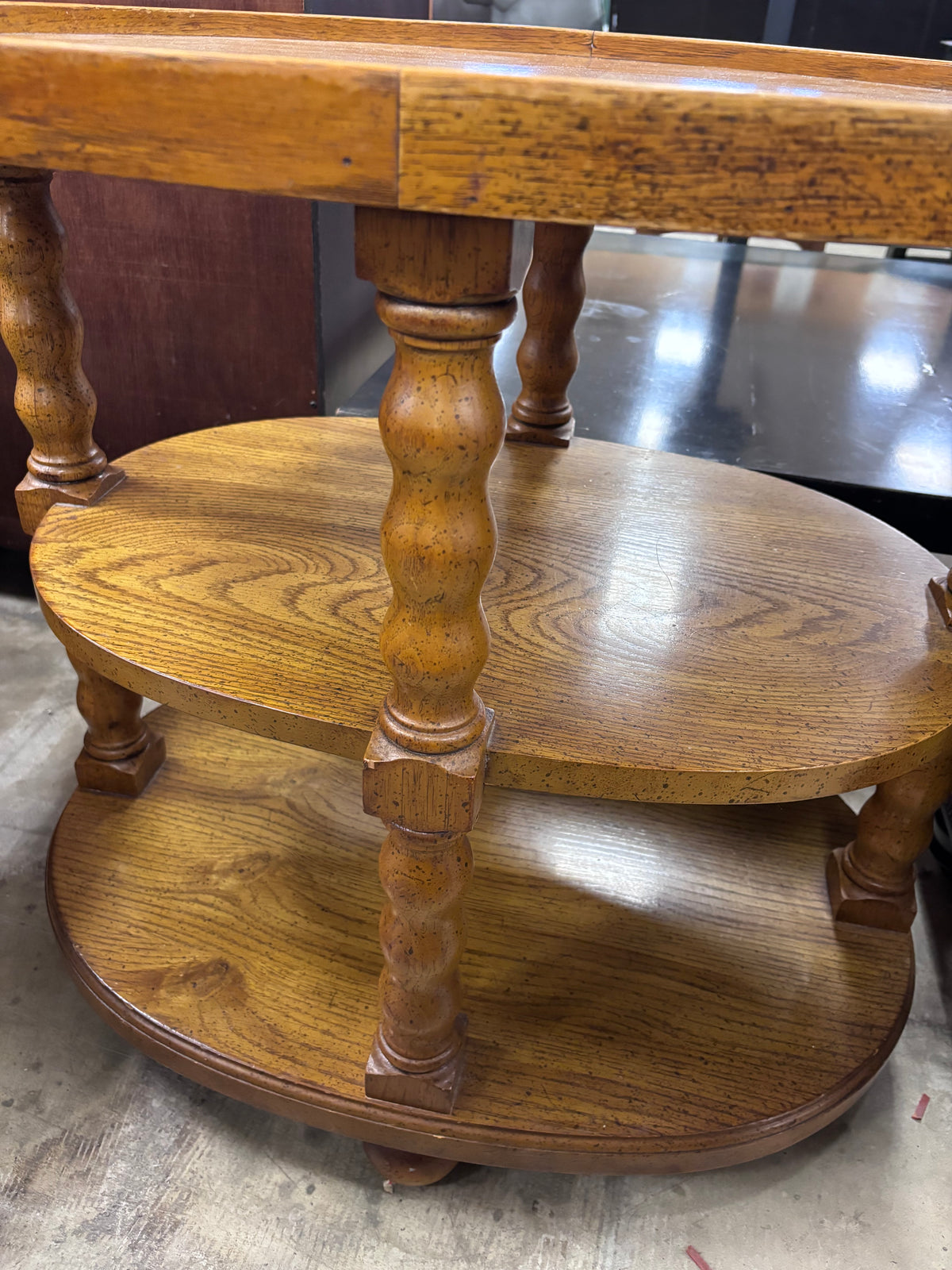 Three-Tiered Light Wood Side Table