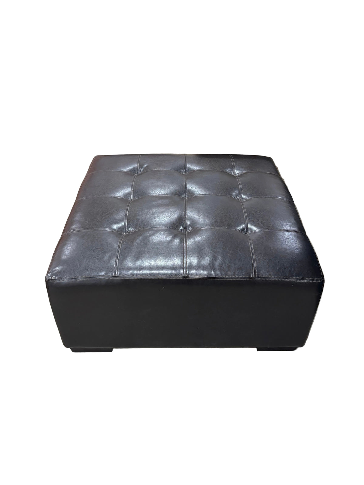 Brown Leather Square Ottoman