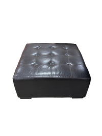 Brown Leather Square Ottoman