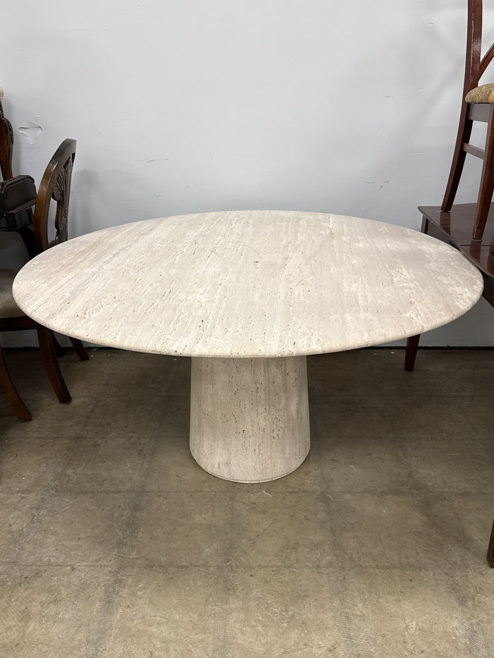 Round Cream Colored Atlas Dining Table