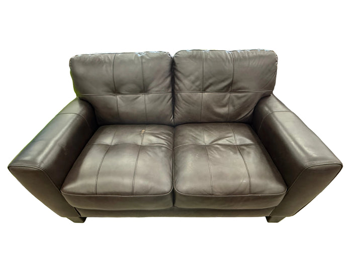 Dark Espresso Brown Leather Loveseat