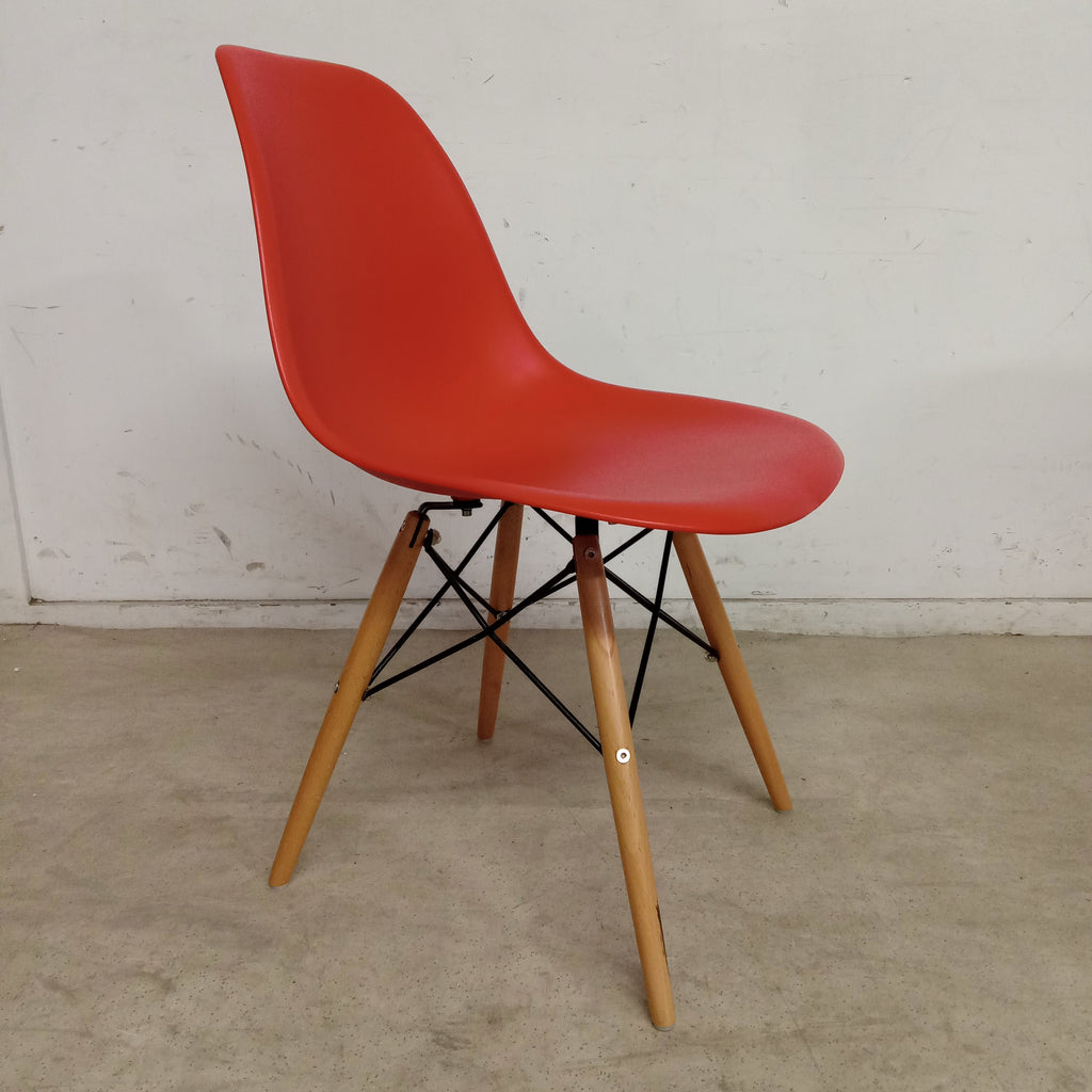 Red Molded Plastic Side Chair