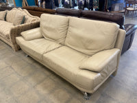 Beige Leather 2-Seater Sofa